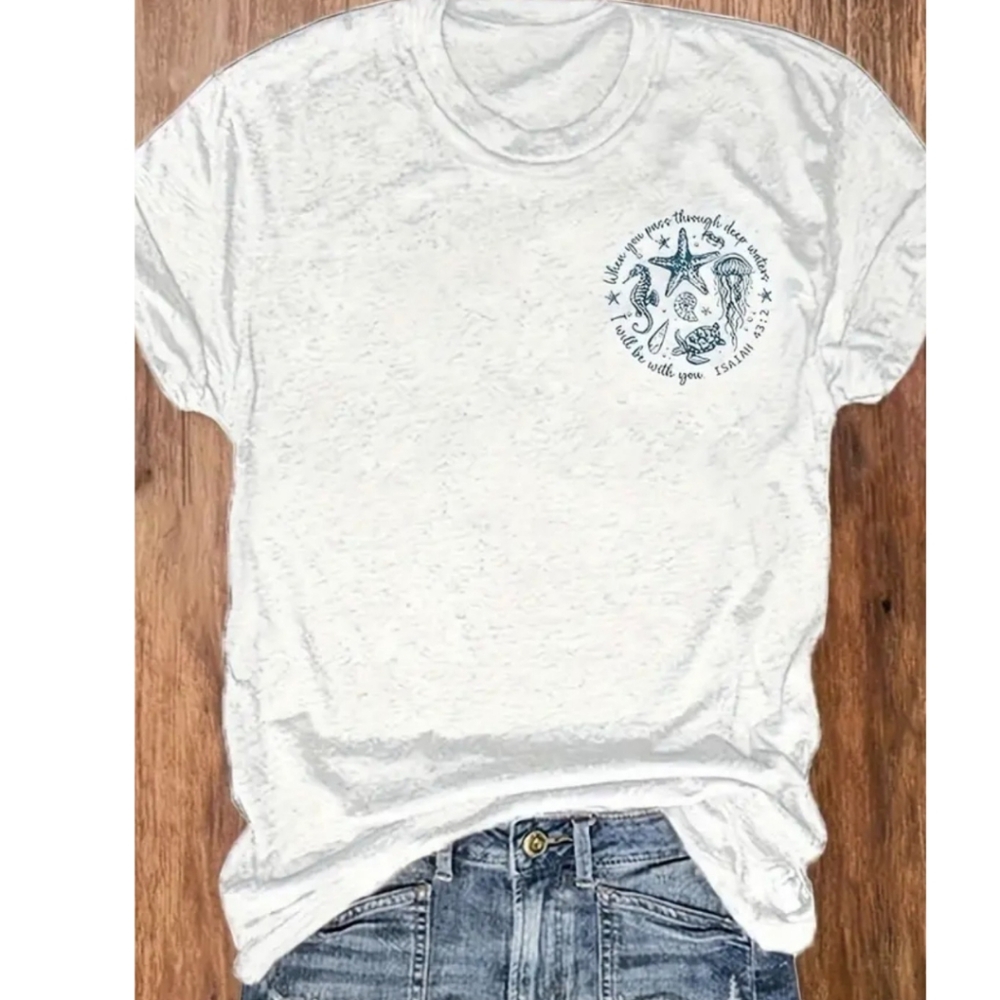 Christian T-Shirt Isaiah 43:2 Sz XXL/14
